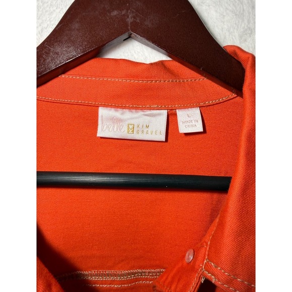 Belle by Kim Gravel Orange Button Front Blazer Jacket Womens Size L - Picture 3 of 8